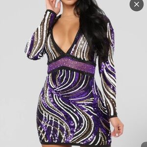 Multi Colored Sequined Mini Dress